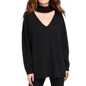 Alice+Olivia Sweater Alcott Black Cut Out Long Sleeve Cashmere Blend Siz…